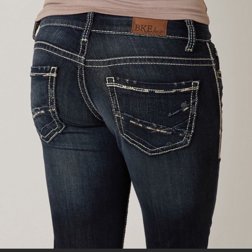 New Buckle dark wash boot cut jeans